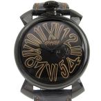 Gaga Milano ガガ・ミラノ マヌアーレスリム46 5086 腕時計 SS 黒 クオーツ アナログ表示 メンズ 黒文字盤【62090411】中古