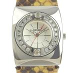 SEIKO セイコー エム 18Pダイヤモンド 腕時計 SS×パイソン×2Pブラウンダイヤ 茶 クオーツ アナログ レディース 白文字盤【62090430】中古