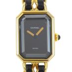 CHANEL シャネル プルミエールL 腕時計 金メッキ×型押しレザー クオーツ アナログ表示 レディース 黒文字盤【H130525520】中古