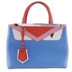 FENDI フェンディ プチ トゥージュール モンスター 8BH253 67N F077L ハンドバッグ レザー 青/ピンク レディース【H151725143】中古