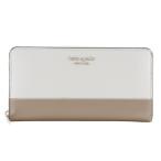 Kate Spade ケイトスペード ラウンドファスナー スペンサー バイカラー PWR00281 長財布 レザー 白/ベージュ レディース【I111624206】中古