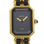 CHANEL シャネル プルミエールM H0001 腕時計 金メッキ クオーツ アナログ表示 レディース 黒文字盤【I120126039】中古