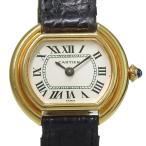 CARTIER カルティエ エリプス ヴィンテージ 腕時計 K18YG×レザー 手巻き アナログ表示 レディース 白文字盤【I120126060】中古