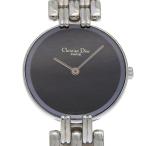 Dior クリスチャンディオール バキラ D44-120 腕時計 SS シルバー クオーツ アナログ表示 レディース 黒文字盤【I130226037】中古