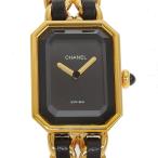 CHANEL シャネル プルミエールS H0001 腕時計 金メッキ×レザー クオーツ アナログ表示 レディース 黒文字盤【I140226014】中古