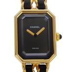 CHANEL シャネル プルミエールS H0001 腕時計 金メッキ×レザー クオーツ アナログ表示 レディース 黒文字盤【I140226043】中古