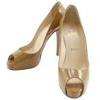 Christian Louboutin クリスチャンルブタン オープントゥハイヒール パンプス パテントレザー ベージュ レディース【I151525099】中古