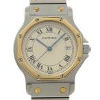 CARTIER カルティエ サントスオクタゴンLM 腕時計 SS×YG シルバー クオーツ アナログ表示 ボーイズ アイボリー文字盤【I170225002】中古