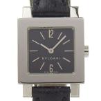 BVLGARI ブルガリ クアドラート SQ22SL 腕時計 SS×型押しレザー クオーツ アナログ表示 レディース 黒文字盤【I180324043】中古