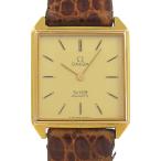 OMEGA オメガ デビル 腕時計 金メッキ×レザー クオーツ アナログ表示 レディース ゴールド文字盤【I193025004】中古