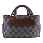 ショッピングセリーヌ CELINE セリーヌ ブギーバック マカダム ハンドバッグ デニム 青/茶 レディース【I211725143】中古
