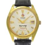 RADO ラドー デイマスター 11753 腕時計 金メッキ×レザー 手巻き アナログ表示 メンズ シルバー文字盤【I220725017】中古
