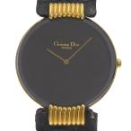 Dior クリスチャンディオール バキラ 47 153-2 腕時計 SS×レザー クオーツ アナログ表示 レディース 黒文字盤【I220725021】中古