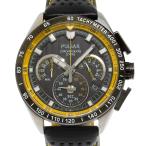 SEIKO セイコー PULSAR パルサー VK63-X001 腕時計 SS×レザー 黒 クオーツ クロノグラフ メンズ 黒文字盤【M1425426002】中古