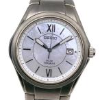 SEIKO セイコー V145-0BA0 腕時計 チタン ソーラー時計 アナログ表示 メンズ 白蝶貝文字盤【M200825008】中古