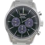 SEIKO セイコー スピリットスマート ソーラー SBPY087 腕時計 SS シルバー ソーラー時計 クロノグラフ メンズ 黒文字盤【M202825001】中古
