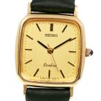 SEIKO セイコー エクセリーヌ 7321-6570 腕時計 SS×型押しレザー クオーツ アナログ表示 レディース ゴールド文字盤【S131725634】中古