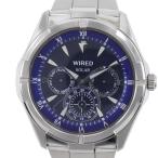 SEIKO セイコー ワイアード ソーラー V14J-0BV1 腕時計 SS シルバー ソーラー時計 クロノグラフ メンズ 青文字盤【Y192025003】中古