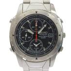 SEIKO セイコー クロノグラフ 100M防水 7T32-6M00 腕時計 SS ブラック クオーツ クロノグラフ メンズ 黒文字盤【Y192025010】中古