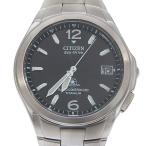 CITIZEN シチズン アテッサ ATD53-2841 腕時計 チタン シルバー エコドライブ電波時計 アナログ表示 メンズ 黒文字盤【Y192025012】中古