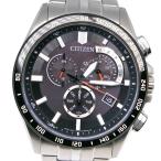 CITIZEN シチズン コレクション AT3004-58E 腕時計 SS シルバー エコドライブ電波時計 クロノグラフ メンズ 黒文字盤【Y192025019】中古