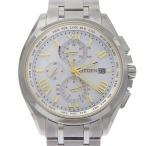 CITIZEN シチズン アテッサ AT8041-62A 腕時計 チタン シルバー エコドライブ電波時計 クロノグラフ メンズ 白文字盤【Y192025022】中古