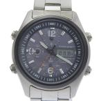 CASIO カシオ OVERLAND デジアナ OVW-500DJ-1AJF 腕時計 SS シルバー ソーラー時計 クロノグラフ メンズ ネイビー文字盤【Y192025031】中古
