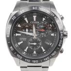 CITIZEN シチズン アテッサ エコドライブ 腕時計 チタン シルバー ソーラー電波時計 クロノグラフ メンズ 黒文字盤【Y200925011】中古