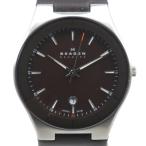 SKAGEN スカーゲン SKW6038 腕時計 SS×レザー シルバー/茶 クオーツ アナログ表示 メンズ 茶文字盤【Y200925026】中古