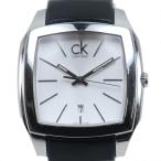 Calvin Klein カルバンクライン K2K211 腕時計 SS×レザー シルバー/黒 クオーツ アナログ表示 メンズ シルバー文字盤【Y200925032】中古