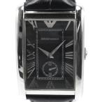 ARMANI エンポリオ・アルマーニ AR1604 腕時計 SS×レザー シルバー/黒 クオーツ アナログ表示 メンズ 黒文字盤【Y200925056】中古