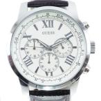 Guess ゲス HORIZON ホライズン W0380G2 腕時計 SS×レザー シルバー/茶 クオーツ クロノグラフ メンズ 白文字盤【Y200925065】中古