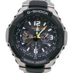 CASIO カシオ G-SHOCK スカイコックピット GW-3000D 腕時計 SS 黒 ソーラー電波時計 クロノグラフ メンズ 黒文字盤【Y202225007】中古