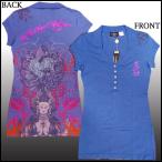 【29%OFF】 クリスチャンオードジェー レディース ポロシャツ Christian Audigier BUDDHA ブルー セレブ 正規 ブランド エドハーディー