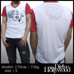 最終値下げ Dirtee Hollywood ダーティーハリウッド メンズ Vネック Tシャツ LION レッド MADE IN USA