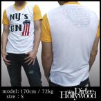 最終値下げ Dirtee Hollywood ダーティーハリウッド メンズ Tri Vネック Tシャツ NY`s イエロー MADE IN USA