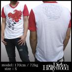 最終値下げ Dirtee Hollywood ダーティーハリウッド メンズ Tri Vネック Tシャツ FIRE レッド MADE IN USA