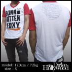最終値下げ Dirtee Hollywood ダーティーハリウッド メンズ Tri Vネック Tシャツ FOXY レッド MADE IN USA