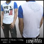 最終値下げ Dirtee Hollywood ダーティーハリウッド メンズ Vネック Tシャツ NY`s ブルー MADE IN USA
