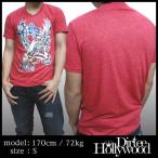 最終値下げ Dirtee Hollywood ダーティーハリウッド メンズ Vネック Tシャツ BONE FREE レッド MADE IN USA