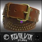 REVOLVER JEANS リボルバー ジーンズ メンズ レザー ベルト ブラック レッド スタッズ ストーン 本革 レザーベルト　LAセレブ ハリウッド セレブ カジュアル