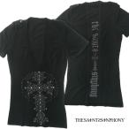 セインツシンフォニー THE SAINTS SINPHONY レディース Ｔシャツ Vネック Memento Mori ブラック 半袖 シャツ LAセレブ ハリウッド