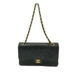 【おすすめ品】CHANEL (シャネル) マトラッセＷフラップチェーンショルダー ショルダーバッグ A01112 ブラック ラムスキン ランクA