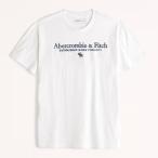 アバクロ / Abercrombie&Fitch メンズ ロゴ ムース刺繍 Tシャツ ホワイト