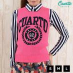 ゴルフ ニット ベスト クアルトユナイテッド カレッジ ロゴ ストライプ カレッジマーク