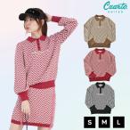  вязаный рубашка-поло тянуть over длинный рукав "в елочку" рисунок передний Logo женский k Alto united Golf одежда outlet 22BASIC