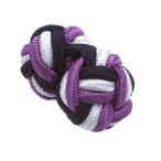 ガムカフス ゴムカフス 組紐 組み紐 カフス カフスボタン カフリンクス パープル＆ブラック＆ホワイト