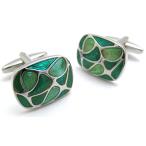 メンズ アクセサリー Simple 2500 ペイズリ― グリーン カフス カフスボタン カフリンクス クリスマス