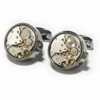 カフス　カフスボタン　ガンメタシルバームーブメント