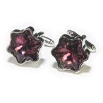 フラワーカットアメジストクリスタルカフスボタン・カフリンクス